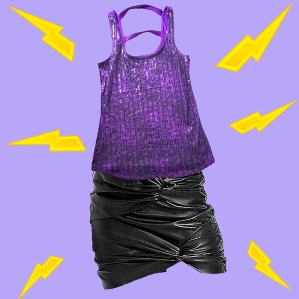 Sequin Strappy Tank Top Purple Cheetah Print NWOT